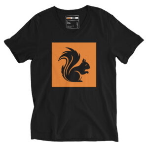 BLACK SQUIRREL V-neck Short Sleeve T-shirt